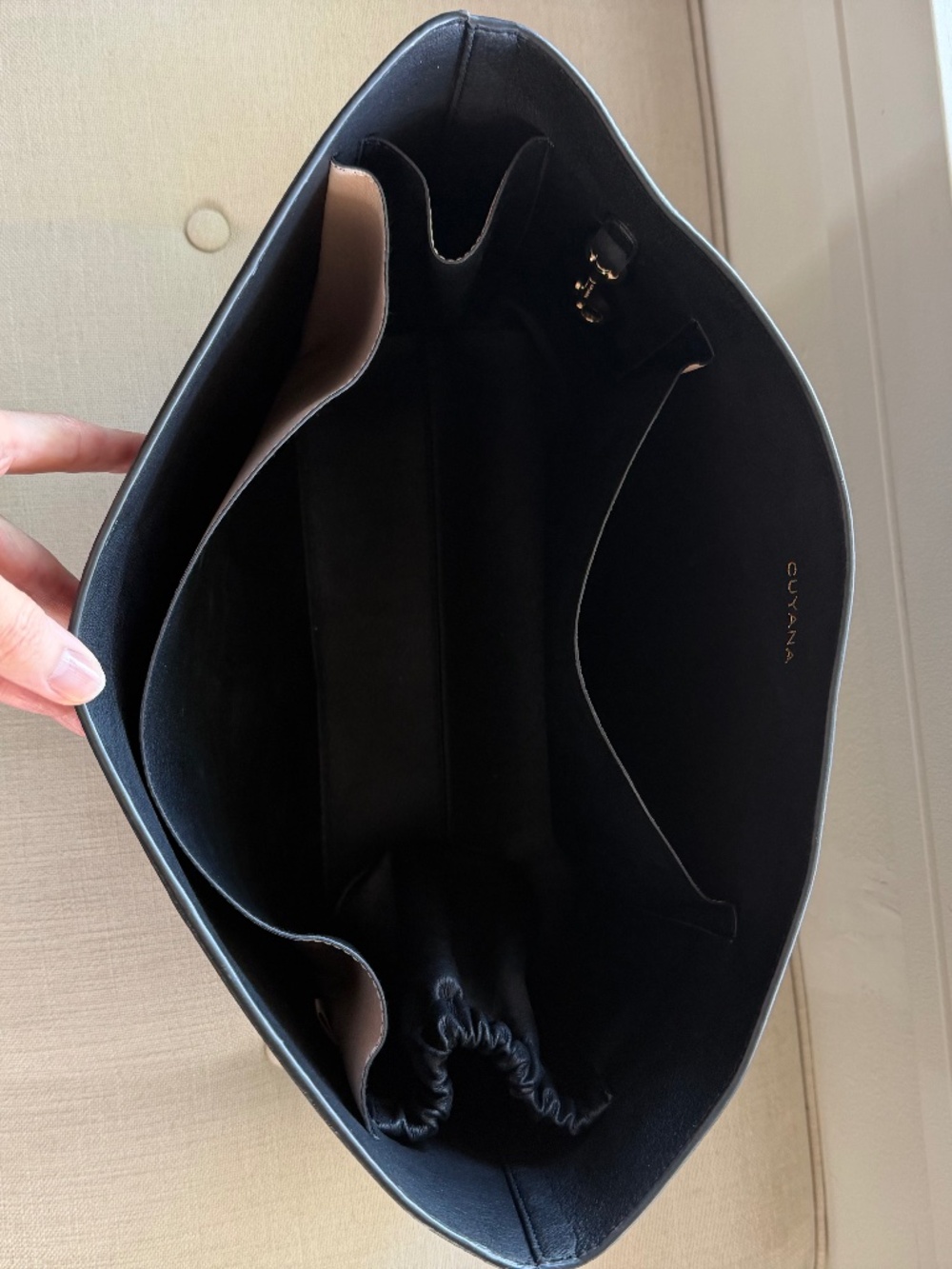 Cuyana Black Leather Tote Organizer Insert | 16” Tote
